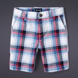 Kids Plaid Shorts - Blue and Red